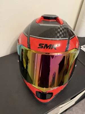 SMK Titan Nero XL fibra de carbono cara completa casco de motocicleta visera espejada Foto 1 de 4