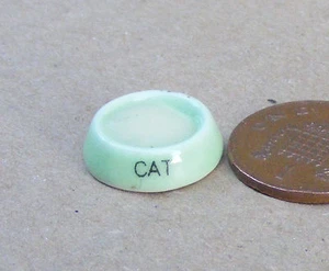 Puppenhaus Grün Keramik Katzennapf Of Milch Essen 1:12 Maßstab Haustier Zubehör - Bild 1 von 6