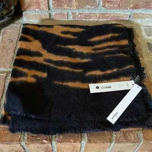 NWT Aqua Camel/Black Tiger Striped Blanket Scarf - Picture 1 of 3