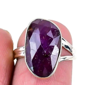 Kashmir Red Ruby Gemstone 925 Solid Silver Wife Statement Artisan Ring US 5.5 - Picture 1 of 7