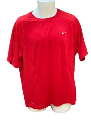 New NIKE TRAINING Mens DriFit Ventilated Stretch Gym Activity Top Shirt Red XL - Image 1 of 2