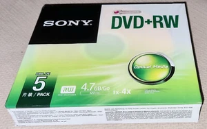 5x SONY DVD+RW Rewritable 1x-4x 4.7GB 120 Min SLIM CASE NEU ✅ wiederbeschreibbar - Bild 1 von 5