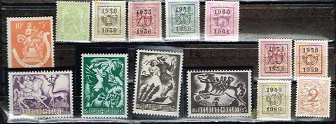 14 Assorted Mint Postage sTamps from Belgium (13-732) Cover