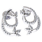 Genuine 0.2Ct Round Cut Diamond Ladies Leaf Swirl Drop Earrings 18K Gold