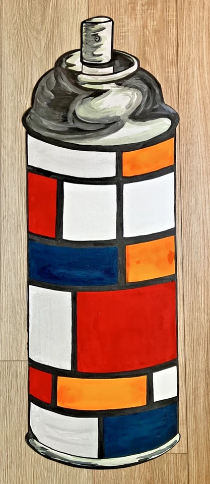 Mondrian Spray Original Pintura Acrílica Recorte sobre Lienzo Mr Clever Art 35x12 Foto 1 de 1