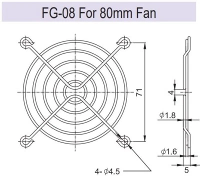 80x80mm Fan Finger Guard Sunon FG-08 - Image 1 of 2