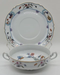 (4) HAVILAND Golden Quail Cream Soup Bowls & Saucers Limoges, France, Excellent - Picture 1 of 9
