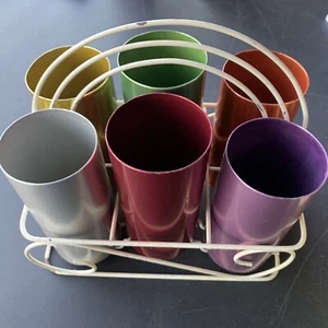 Perma Hues Vintage Aluminium Trinkbecher Set mit Original Halter - Bild 1 von 11