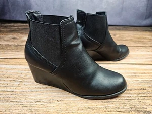 Rampage MOOSY Womens 10 M Black Ankle Wedge Boot Booties Elastic Patch Vegan - Picture 1 of 12