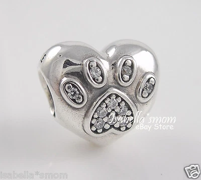 Nuovo Autentico Pandora Argento/Zirconi Pietre Amo il Mio Animali Zampe Cuore - Immagine 1 di 2