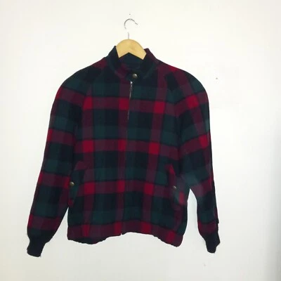 Vintage Pendleton Plaid Virgin Wool Bomber Jacket-Medium Petite-Lined-Pockets - Image 1 of 4