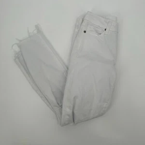 Paige Verdugo Crop Jeans Women's 25 White Denim Distressed Frayed Hem Skinny Leg - Picture 1 of 14