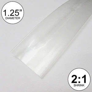 1,25" ID Klar Schrumpfschlauch 2:1 Verhältnis 1-1/4" Verpackung (10 Fuß) Zoll/Fuß/bis 30 mm - Bild 1 von 3