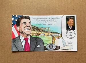 US Collins FDC Hand Painted #3987 Ronald Reagan 2005 - Picture 1 of 3