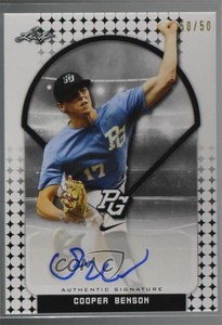 2018 Leaf Perfect Game National Showcase Black /50 Cooper Benson #BA-CB4 Auto