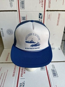 Millers Launch Ship Snapback Hat Vintage Blue Rope Yupoong Trucker - Picture 1 of 8
