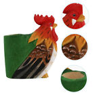 Rustic Rooster Pencil Holder Desk Organizer Wooden Stationery Cup