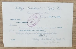 1902 Billhead Chicago Illinois Kellogg Switchboard and Supply Company Pratt KS - Picture 1 of 1