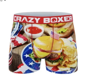 "CRAZY BOXER" Patriótico "BARBACOA" ROJO, BLANCO, AZUL Calzoncillos Ropa Interior Para Hombre Talla MD - Imagen 1 de 2