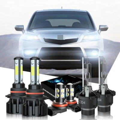 For Acura RDX 2007-2015 2016 2017 HID 6× LED Headlight Bulbs Hi/Lo+Fog Light Kit - Image 1 of 4