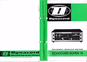 Instructions Manual With Diagram For Dynacord Echocord Super 76 - Picture 1 of 1