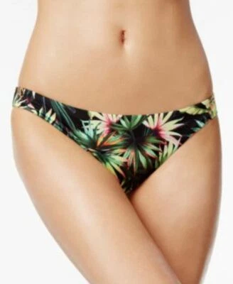 Parte inferior de bikini negra reversible tropical grande Lucky Brand Coastal Palms para mujer Foto 1 de 4