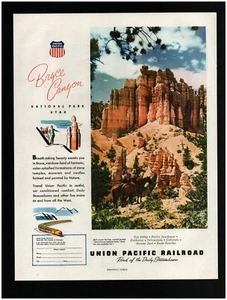 1952 Bryce Canyon Union Pacific Railroad Original Print Ad ~ Utah Nat Park Photo - Bild 1 von 1