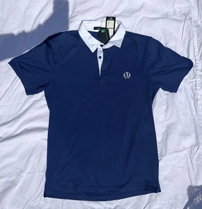 Bossini Men Golf Polo Shirt Blue Size Large Cotton Big Golfer Logo Short Sleeve - Picture 1 of 11