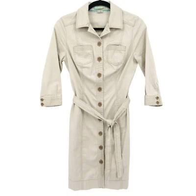 Boden Shirt Dress Womens 4R Khaki Safari Classic Preppy Academia Trendy Career - Image 1 of 4