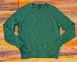 ⭐J. Crew Mens Sweater LAMBSWOOL Blend Long Sleeve Crewneck Emerald Green Knit M - Picture 1 of 6