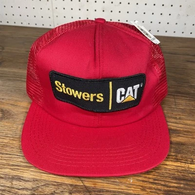 De Colección Stowers CAT Malla Camionero Sombrero Nuevo de Lote Antiguo Años 80 Snapback Granja Parche Rojo Gorra Retro Foto 1 de 4