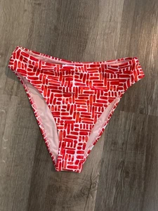 Red and White design bathing suit swim bikini bottom size M - Picture 1 of 5