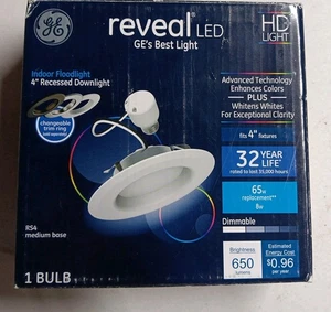 GE Reveal LED 4" Recessed Downlight Indoor Floodlight RS4 Medium Base 650 Lumens - Picture 1 of 2