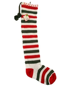 "Calcetín 32"" tejido a rayas Navidad vacaciones objetivo rojo blanco verde difícil de encontrar nuevo con etiquetas" - Imagen 1 de 5