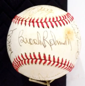 BROOKS ROBINSON +14 Signed Autograph Late 70s Baltimore Orioles AOL Baseball - Picture 1 of 9
