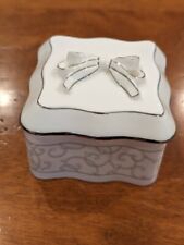 Vintage Wedgwood Celestial Platinum Bone China Trinket Box with Lid White