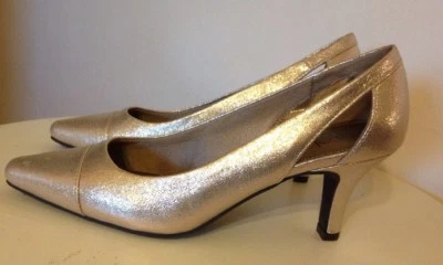 Туфли на каблуках LifeStride Kimmy 8,5 М с острым носком блестящие золотистые готовые к праздничной вечеринке - Изображение 1 из 4