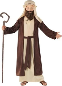 Kids St Joseph Costume Boys Nativity Innkeeper Shepherd Robe Christmas Xmas - Picture 1 of 5