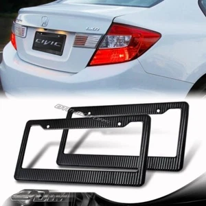 2PCS Carbon Fiber Look Painted JDM Style ABS License Plate Frame - Front+Rear - Bild 1 von 4