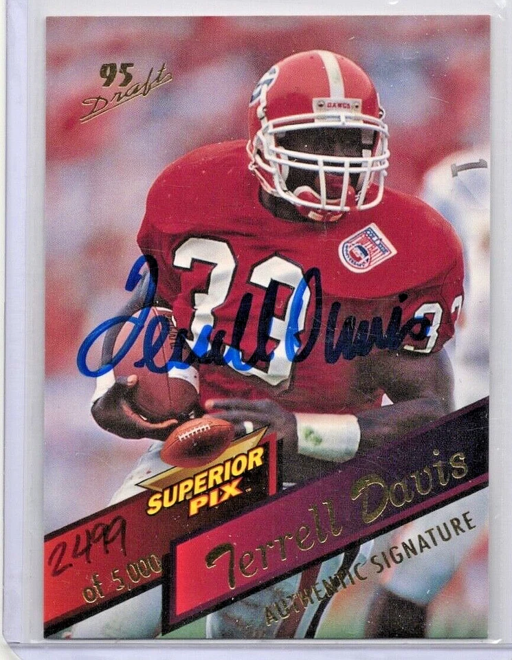 1995 Superior Pix Autograph Terrell Davis /5000 Rookie On Card Auto Autograph! - Image 1 of 1
