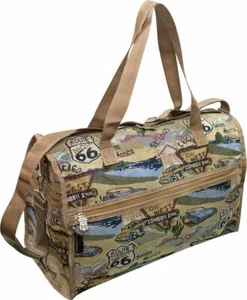 Route 66 canvas duffel bag The mother road travel sport out pockets 19" - Picture 1 of 1