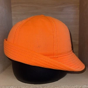 Vintage Youngan Blaze Orange Hunting Brimmed Ear Flap Mens Hat Size L Jones Cap - Picture 1 of 16