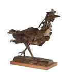 Bronze rooster P. Maggioni wooden base Italy 20th century