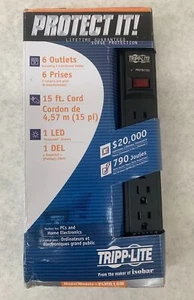 Tripp Lite TLP615B 790 Joules 6-Outlet 15' Cord Black Surge Protector - Picture 1 of 6