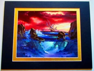 Fantasy Kleindruck 9,5"x7,5" Gemälde Lionel E. Dougy Meerjungfrau Schiffswrack Meer - Bild 1 von 9