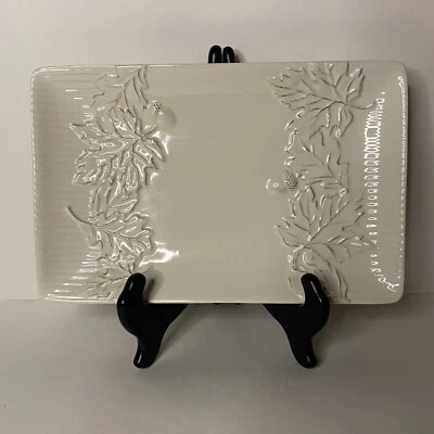 Bandeja para servir cerámica Hallmark hojas marfil bellotas rectángulo otoño otoño Foto 1 de 4