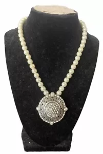 Brighton Be Realistic brooch Faux Pearl & Rhinestone 18" Necklace *N - Picture 1 of 3