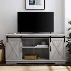 Walker Edison Furniture Tv Stand 58" Composite Stone Gray W/ Barn Door Cabinets