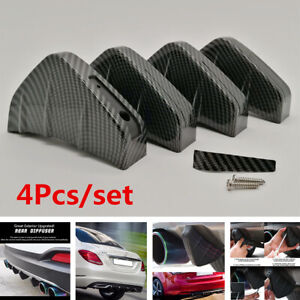 4Pcs Rear Bumper Fins Spoiler Wing Lip Splitter Carbon Fiber Look Accessories