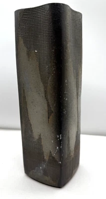 Japanese Cast Metal Ware Ikebana Textured Graphic Art Casting Hoshu Vase - image 1 of 4